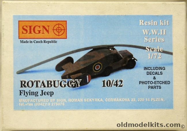 Sign 1/72 Rotabuggy 10/24 Flying Jeep / Hafner Rotabuggy / Malcolm Rotaplane plastic model kit